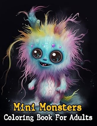 book cover for mini monsters adult coloring book